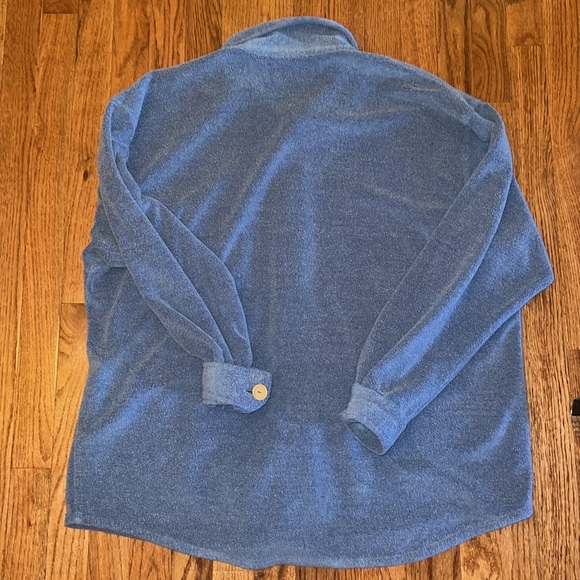Merit Awards Women’s Blue Fleece Sherpa Button Down Shacket Size Large - Picture 9 of 9
